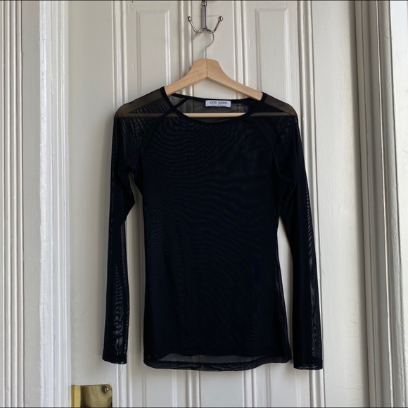 Kate Kasin Tops - Kate Kasin Black Mesh Long Sleeve Top